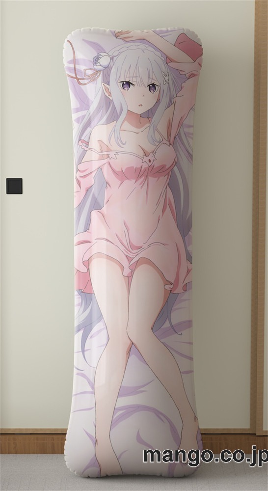 アニメ抱き枕カバーReゼロから始める異世界生活エミリア大型クッションキャラクターグッズPVC製コレクション用｜空気ビニール製 等身大抱き枕 コレクション向けグッズ 2