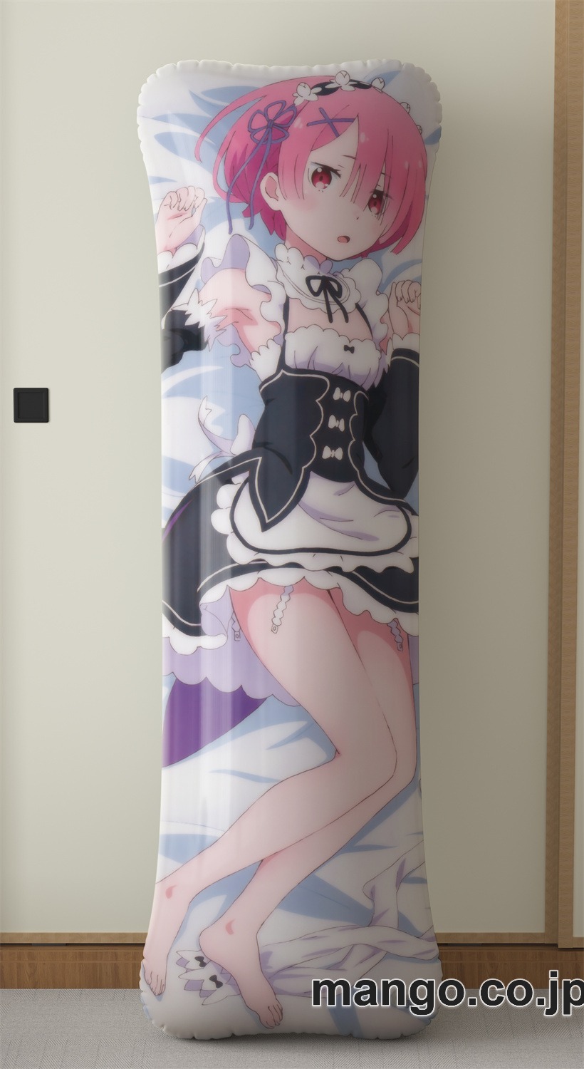 アニメ抱き枕カバーゼロから始める異世界生活レムラム大型クッションキャラクターグッズPVC製コレクション用｜PVC エアクッション 等身大サイズ 立体ディスプレイ