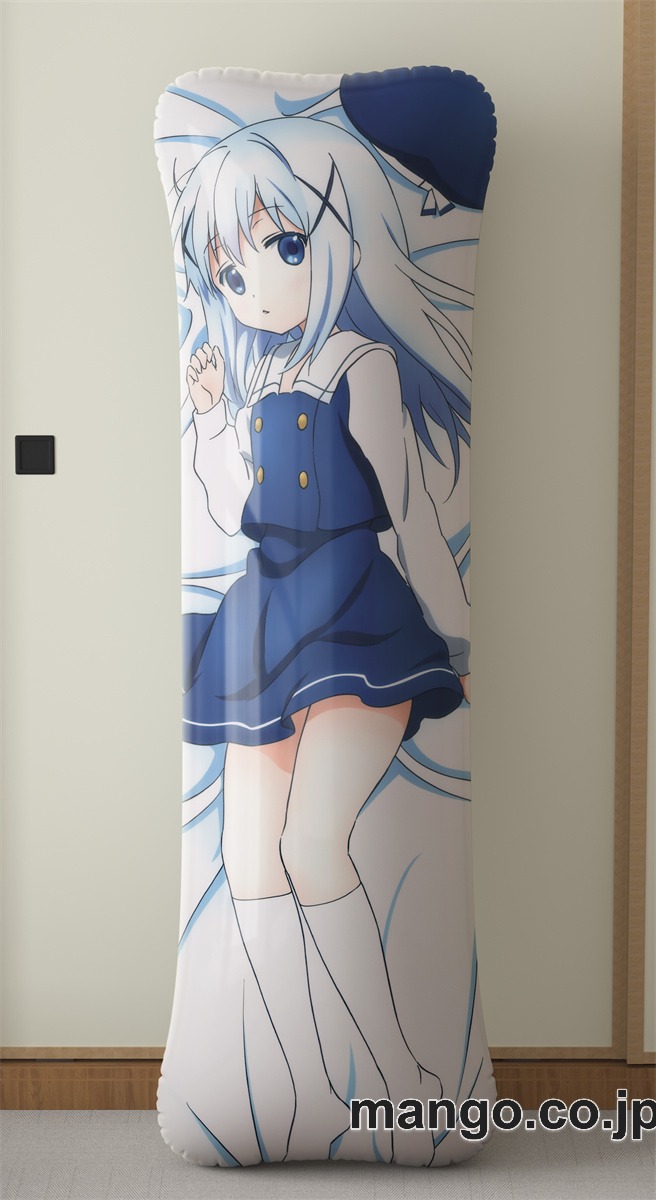 アニメ抱き枕カバーご注文はうさぎですかチノ大型クッションキャラクターグッズPVC製コレクション用｜空気ビニール製 等身大抱き枕 コレクション向けグッズ 2