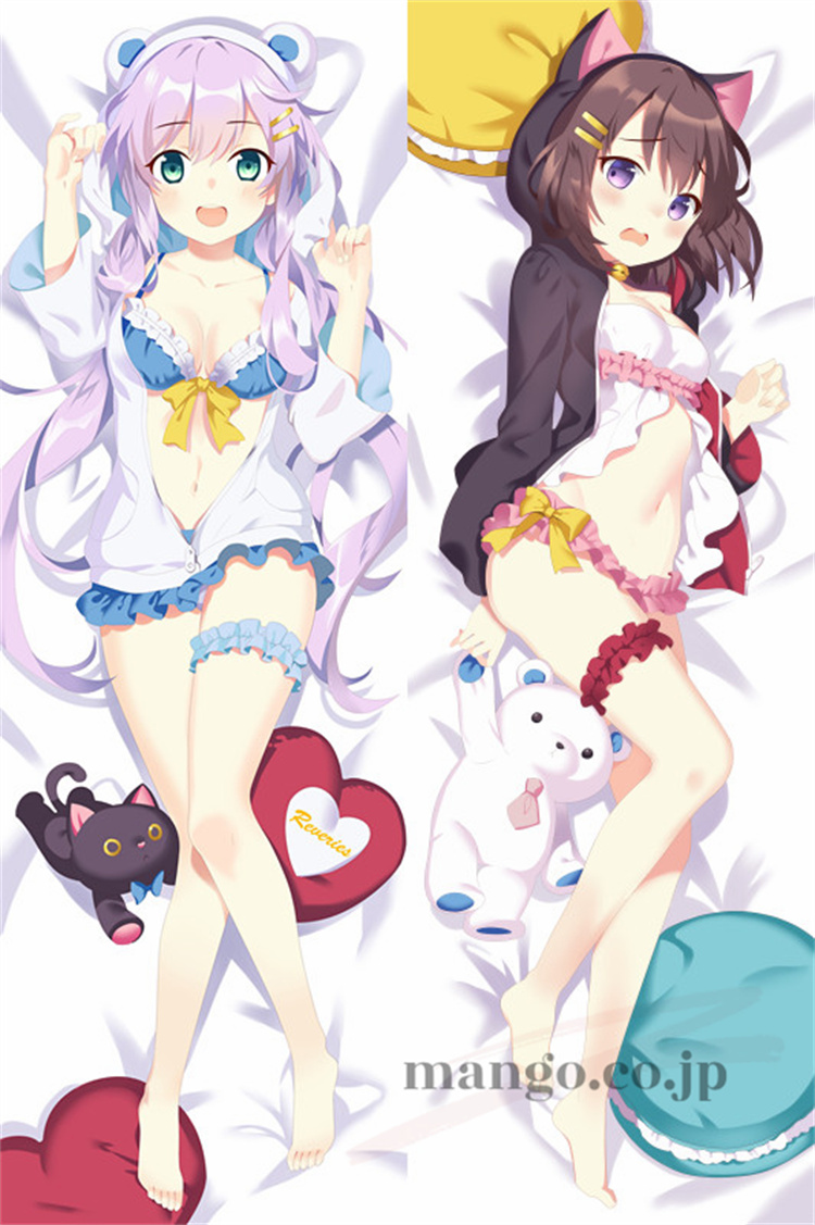 【オリジナル】白熊さん＆黒猫ちゃん 抱き枕カバー 50×160cm 2WAYトリコット 白熊さん＆黒猫ちゃん　 抱き枕カバー